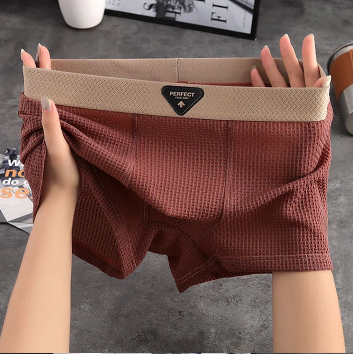 Lot de 4 Boxers Premium Homme - Respirante Motif Filet