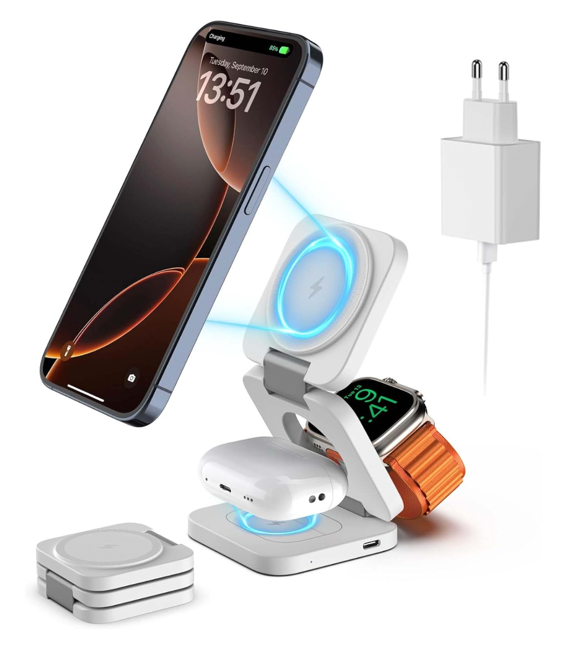 Support de Chargement Sans Fil 3-en-1 pour iPhone, Apple Watch et AirPods