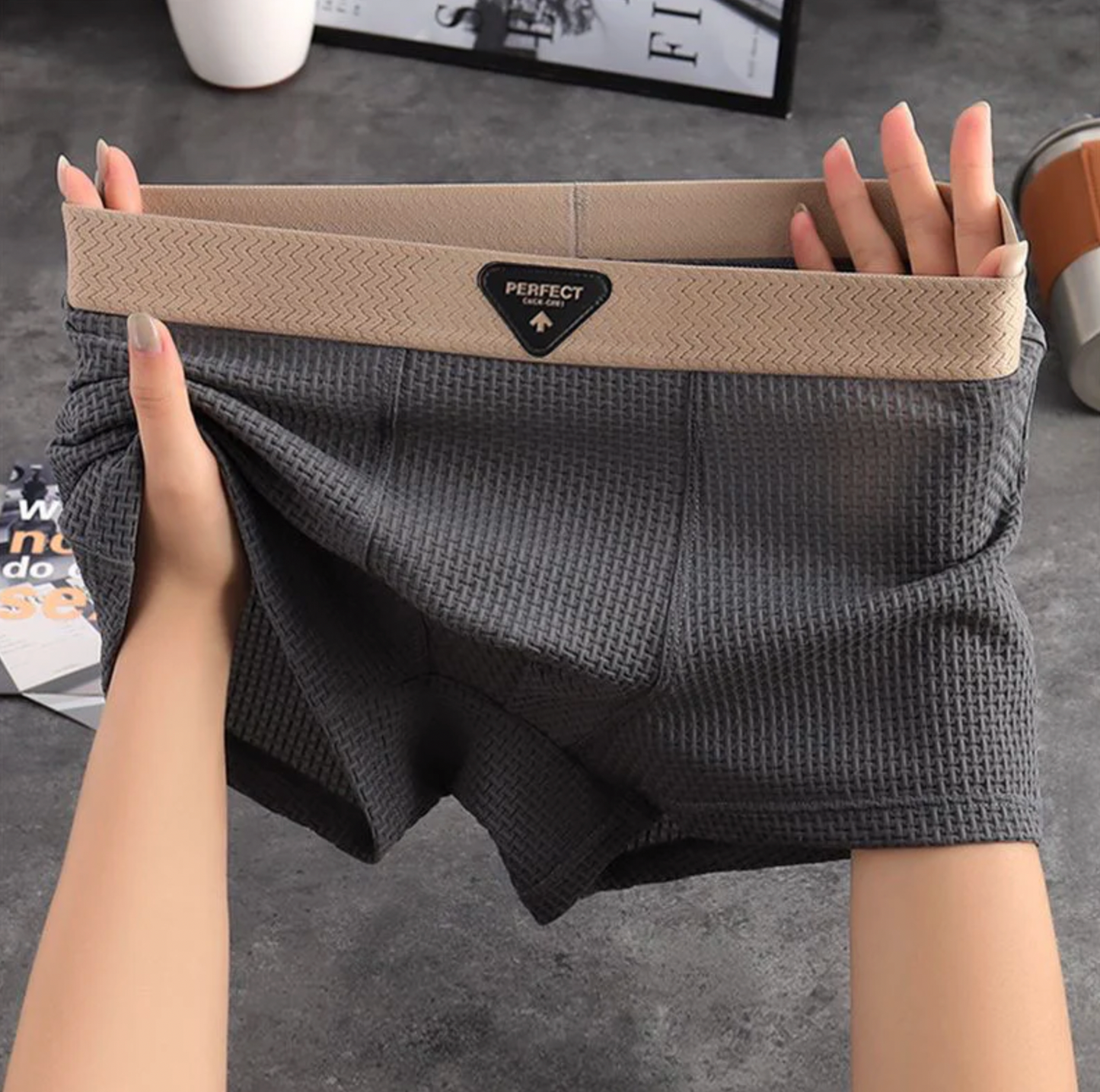 Lot de 4 Boxers Premium Homme - Respirante Motif Filet