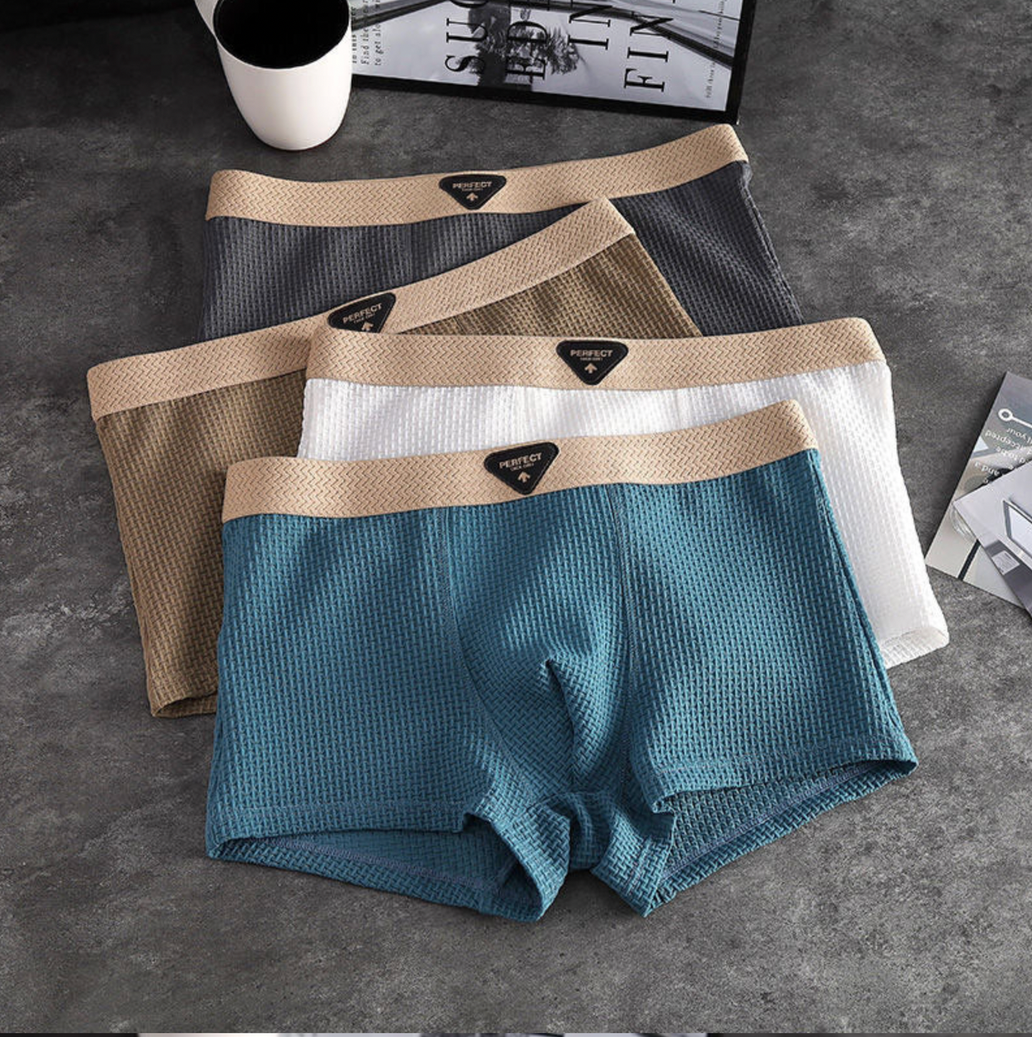 Lot de 4 Boxers Premium Homme - Respirante Motif Filet